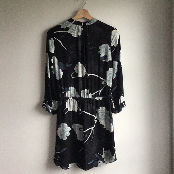 Aritzia Babaton Bennett Silk Mini Dress, Black With Floral Print, size XS - Picture 2 of 15